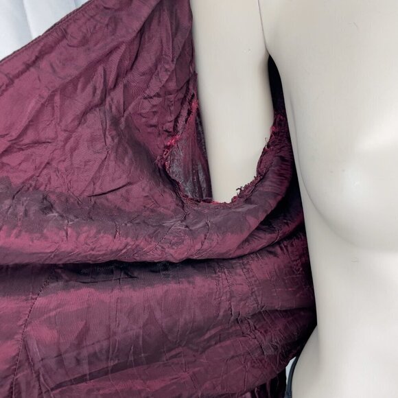 MARIE SAINT-PIERRE Burgundy Bordeaux Red Crinkle Luxury Holidays Top Blouse sz S - Picture 8 of 8